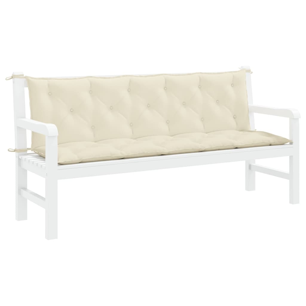 VidaXL Coussin de banc de jardin 180x(50+50)x7 cm Tissu Oxford Crème Blanc