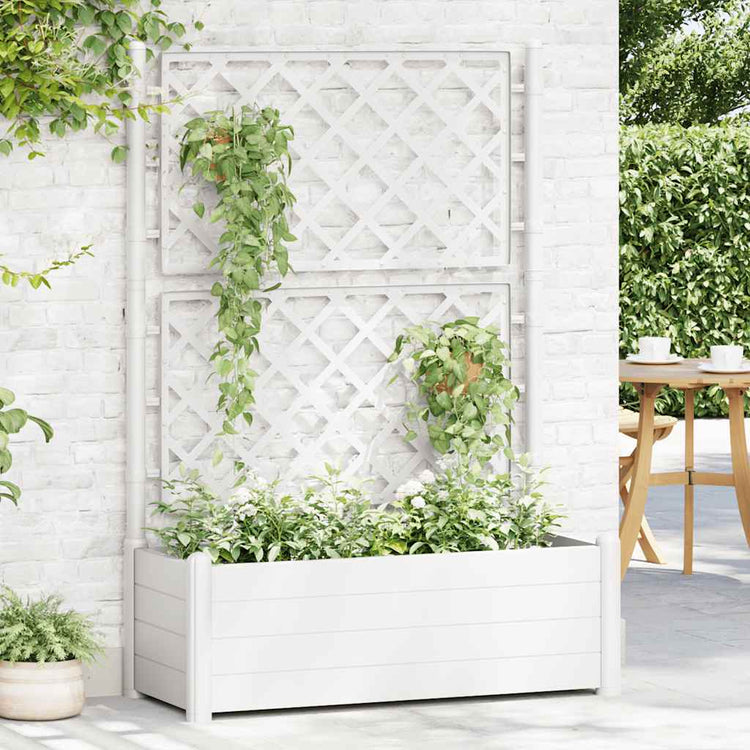 Vidaxl Plannet avec latwerk 100x43x142 cm pp blanc