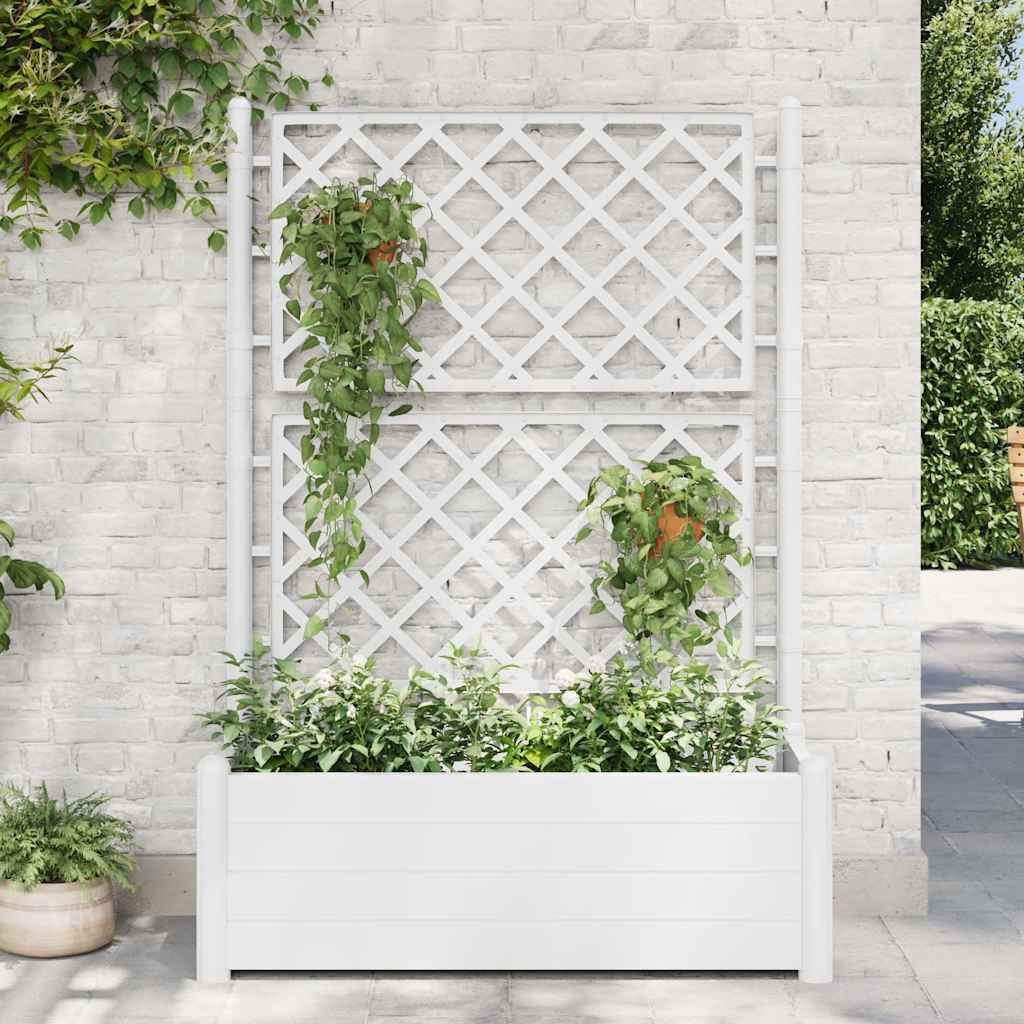 Vidaxl Plannet avec latwerk 100x43x142 cm pp blanc