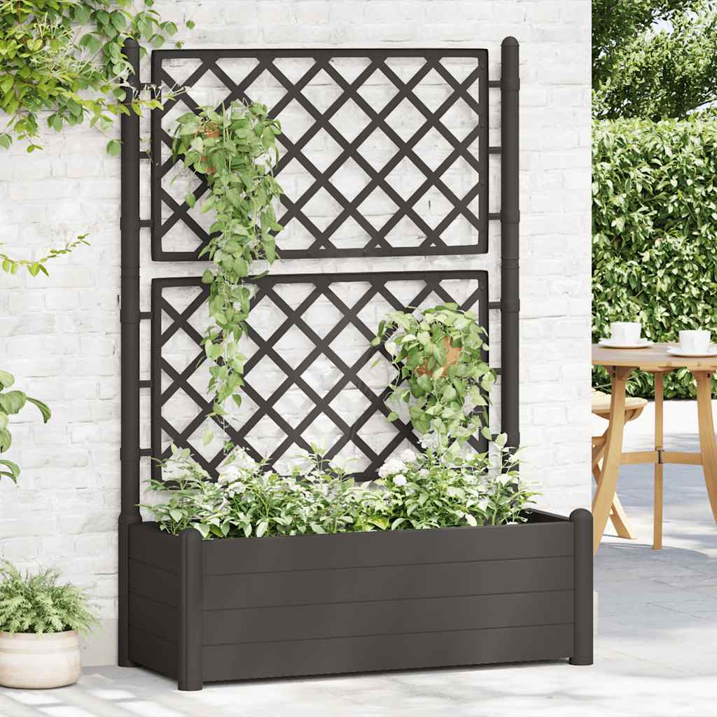 Planteur vidaxl avec latwerk 100x43x142 cm pp anthracite