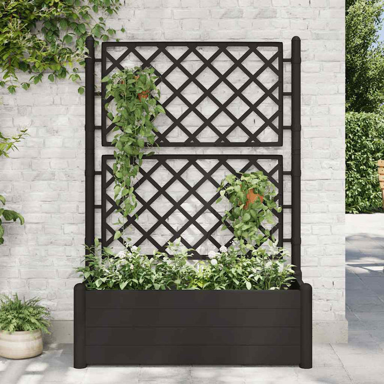 Planteur vidaxl avec latwerk 100x43x142 cm pp anthracite