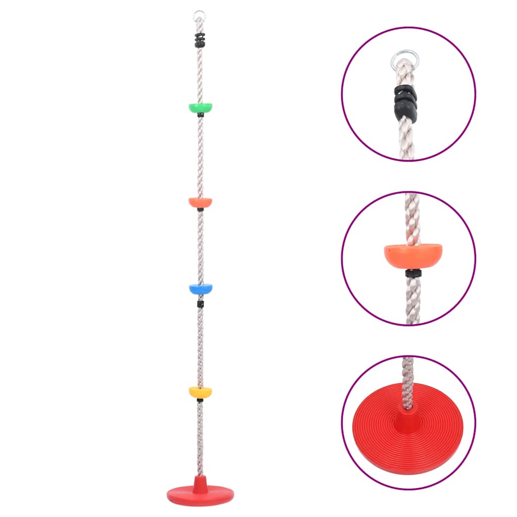 Vidaxl Rocking Climb Corde avec plateaux et disque 200 cm
