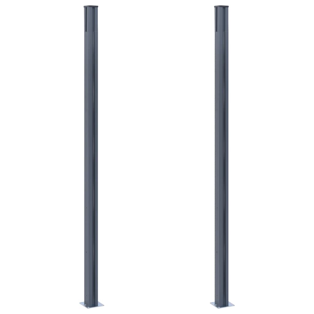 Vidaxl Fence Posts 2 pcs 185 cm en aluminium gris foncé