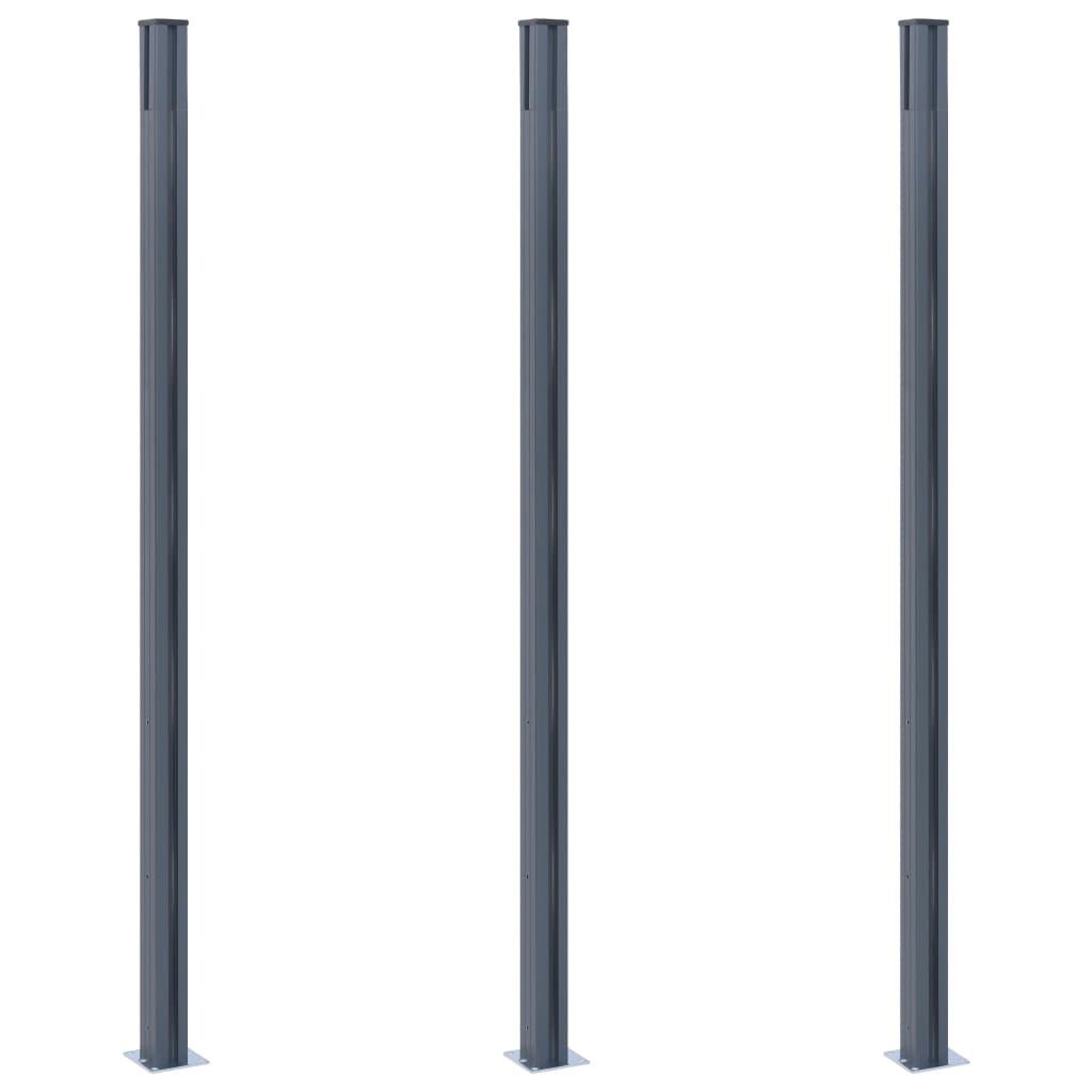Vidaxl Fence Posts 3 st 185 cm en aluminium gris foncé