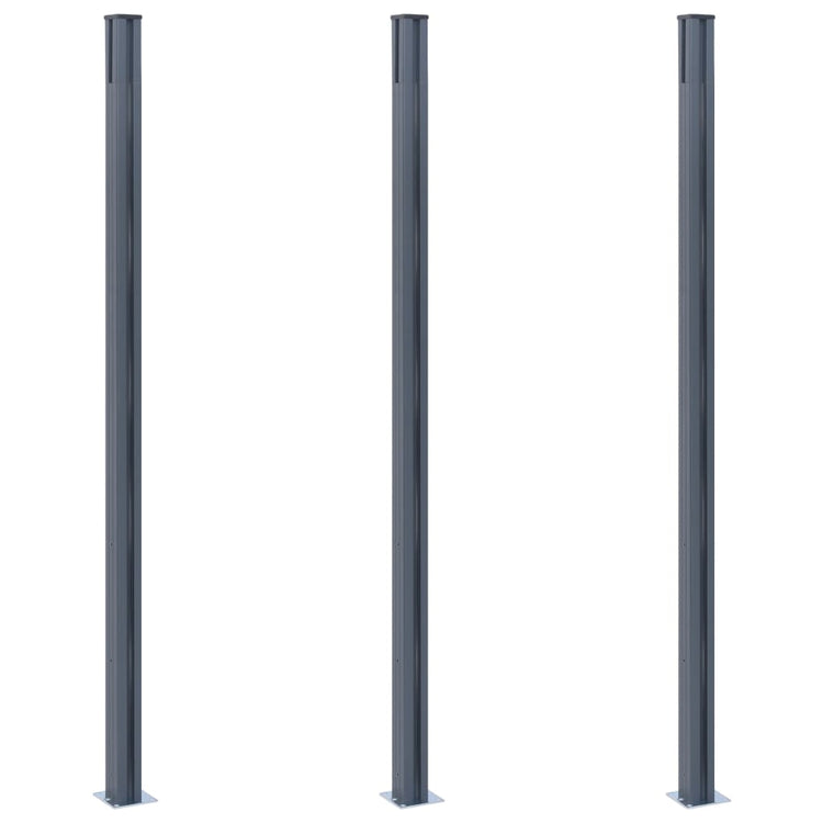 Vidaxl Fence Posts 3 st 185 cm en aluminium gris foncé