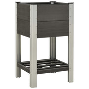 Planteur Vidaxl surélevé avec une étagère 50x50x90 cm gris HKC - afbeelding 1