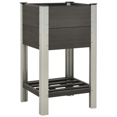 Planteur Vidaxl surélevé avec une étagère 50x50x90 cm gris HKC