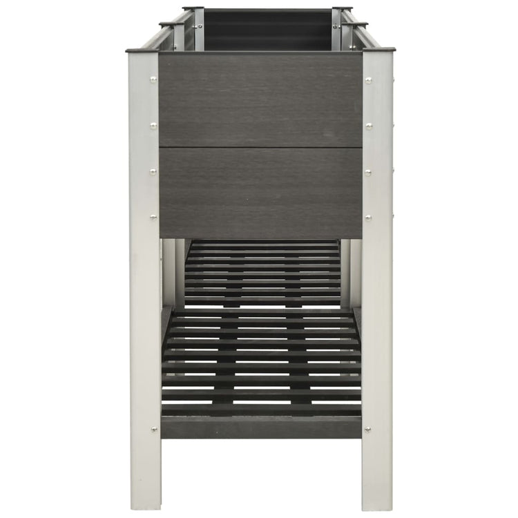 Planteur Vidaxl élevé avec une étagère 200x50x90 cm gris HKC