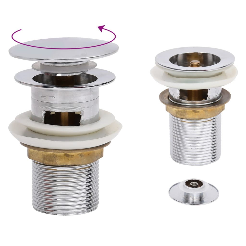 Pop-up de vidaxl Drain avec trop-plein 6.4x6.4x9.1 cm Colaire chromé