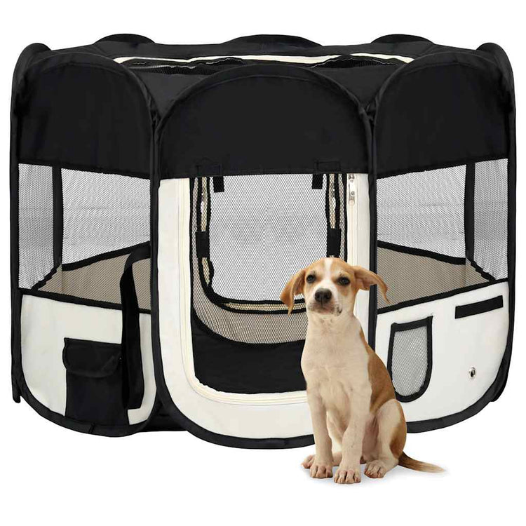 Vidaxl Dog Ren pliable avec un sac de porte-avions 90x90x58 cm noir