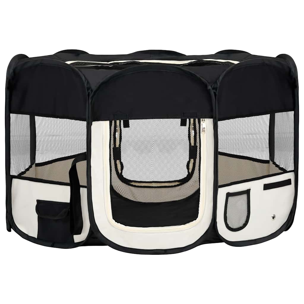 Vidaxl chien ren pliable avec sac de transport 125x125x61 cm noir