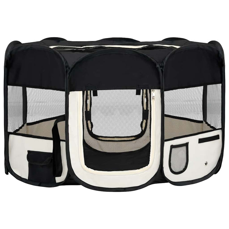 Vidaxl chien ren pliable avec sac de transport 125x125x61 cm noir