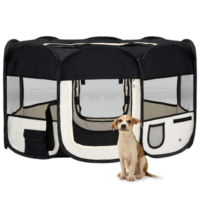 Vidaxl Dog Ren pliable avec un sac de porte-avions 145x145x61 cm noir