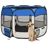 Vidaxl Dog Ren pliable avec sac de porte-avions 90x90x58 cm bleu - afbeelding 1