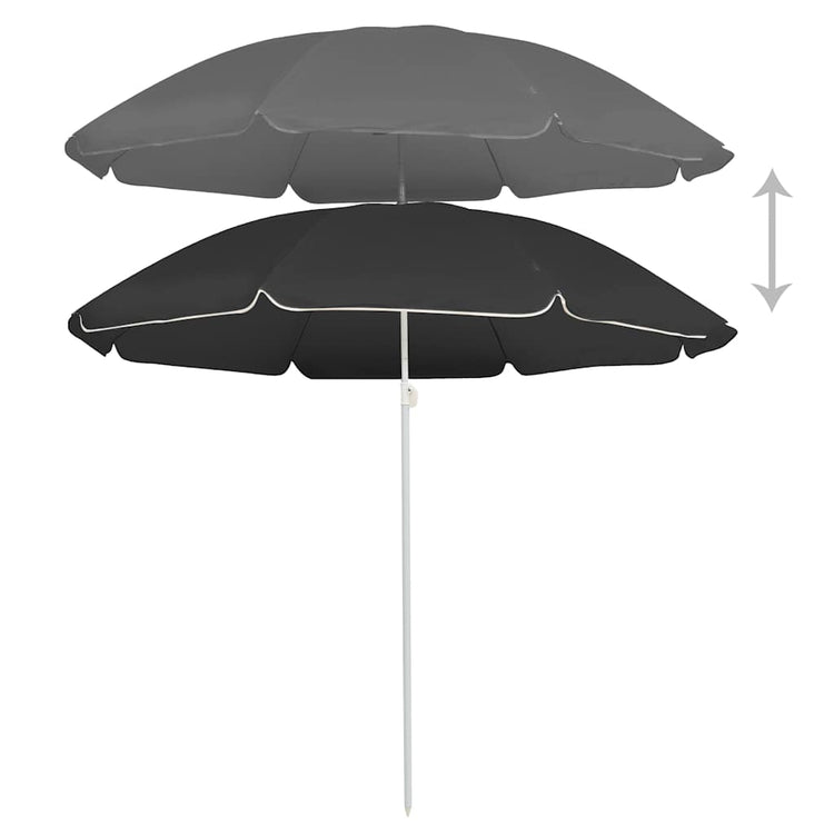 Vidaxl parasol avec poteau en acier 180 cm anthracite -colored