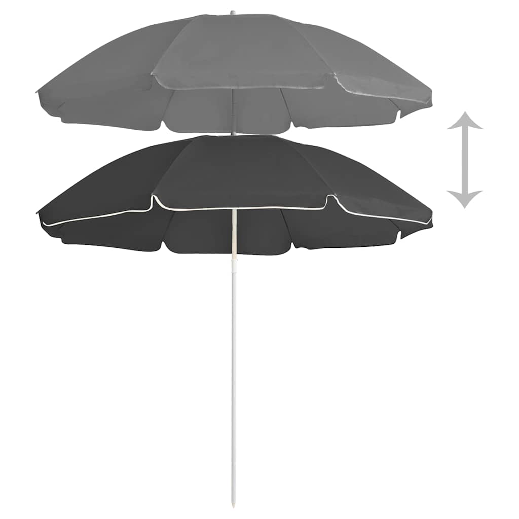 Vidaxl parasol avec poteau en acier 180 cm anthracite -colored