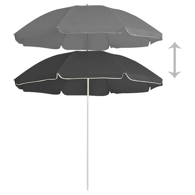 Vidaxl parasol avec poteau en acier 180 cm anthracite -colored
