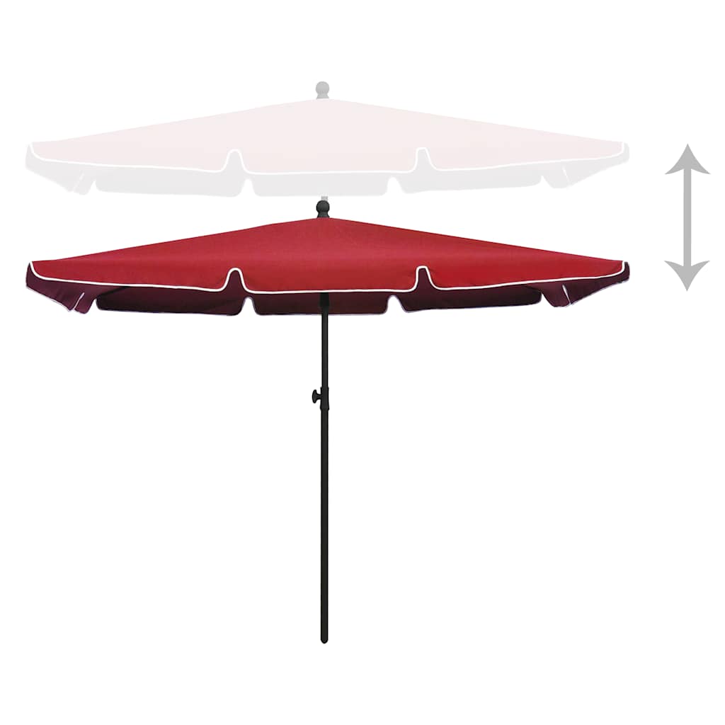 Parasol VidaXL avec mât 210x140 cm bordeaux