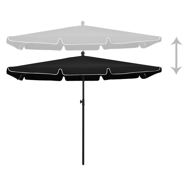 Parasol vidaxl avec poteau 210x140 cm noir