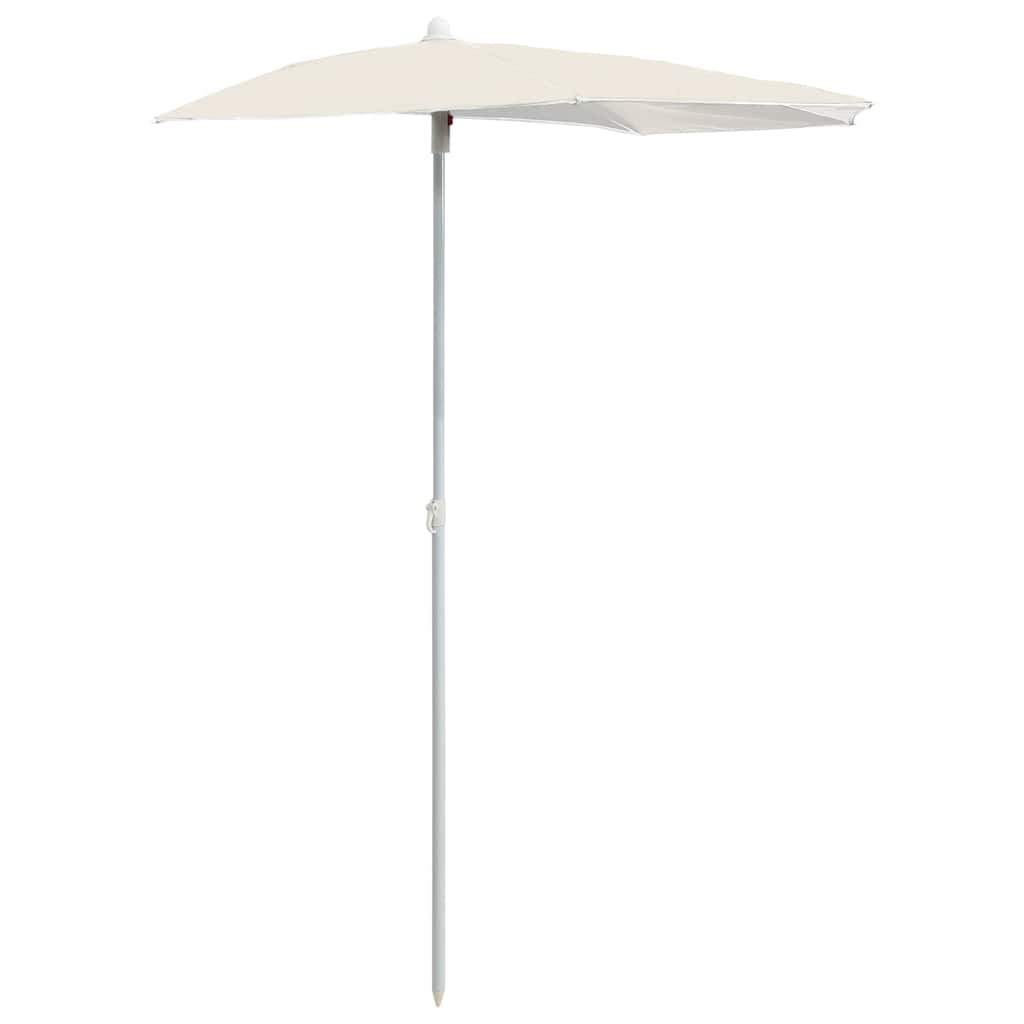 Vidaxl parasol demi avec mât 180x90 cm couleur sable