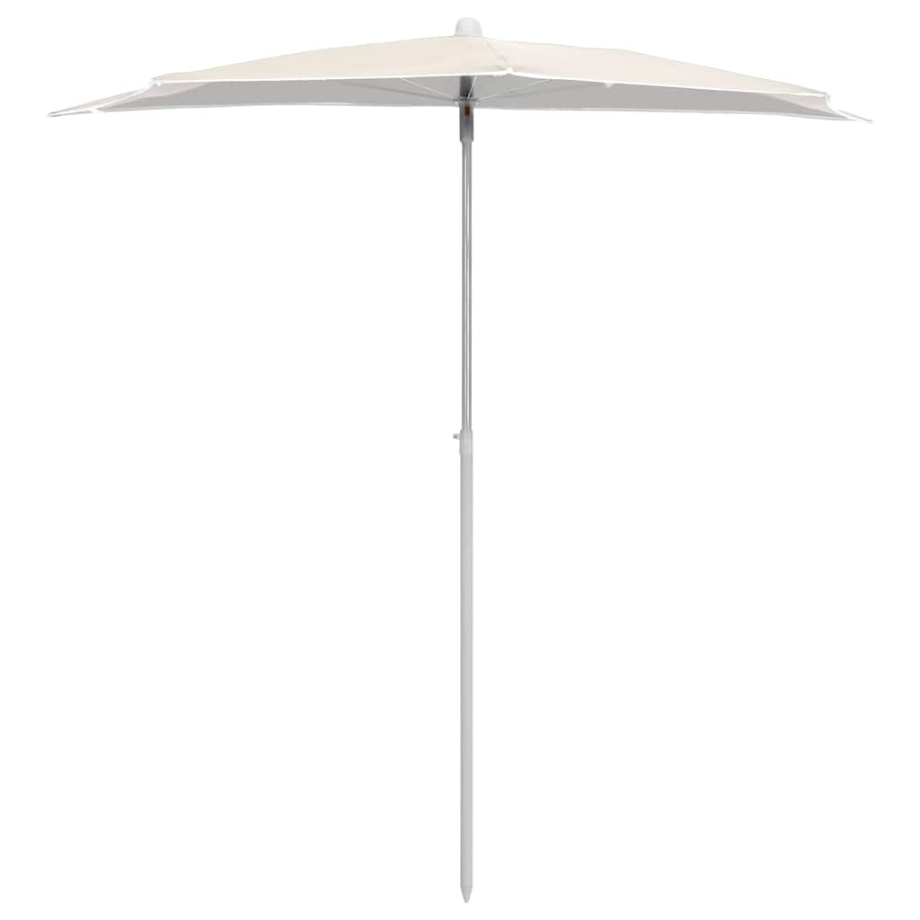 Vidaxl parasol demi avec mât 180x90 cm couleur sable
