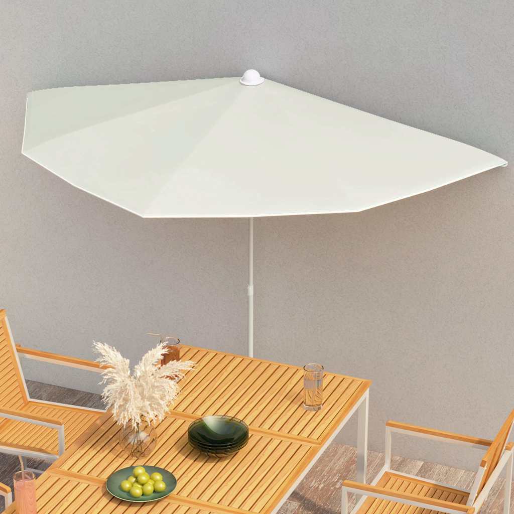 Vidaxl parasol demi avec mât 180x90 cm couleur sable