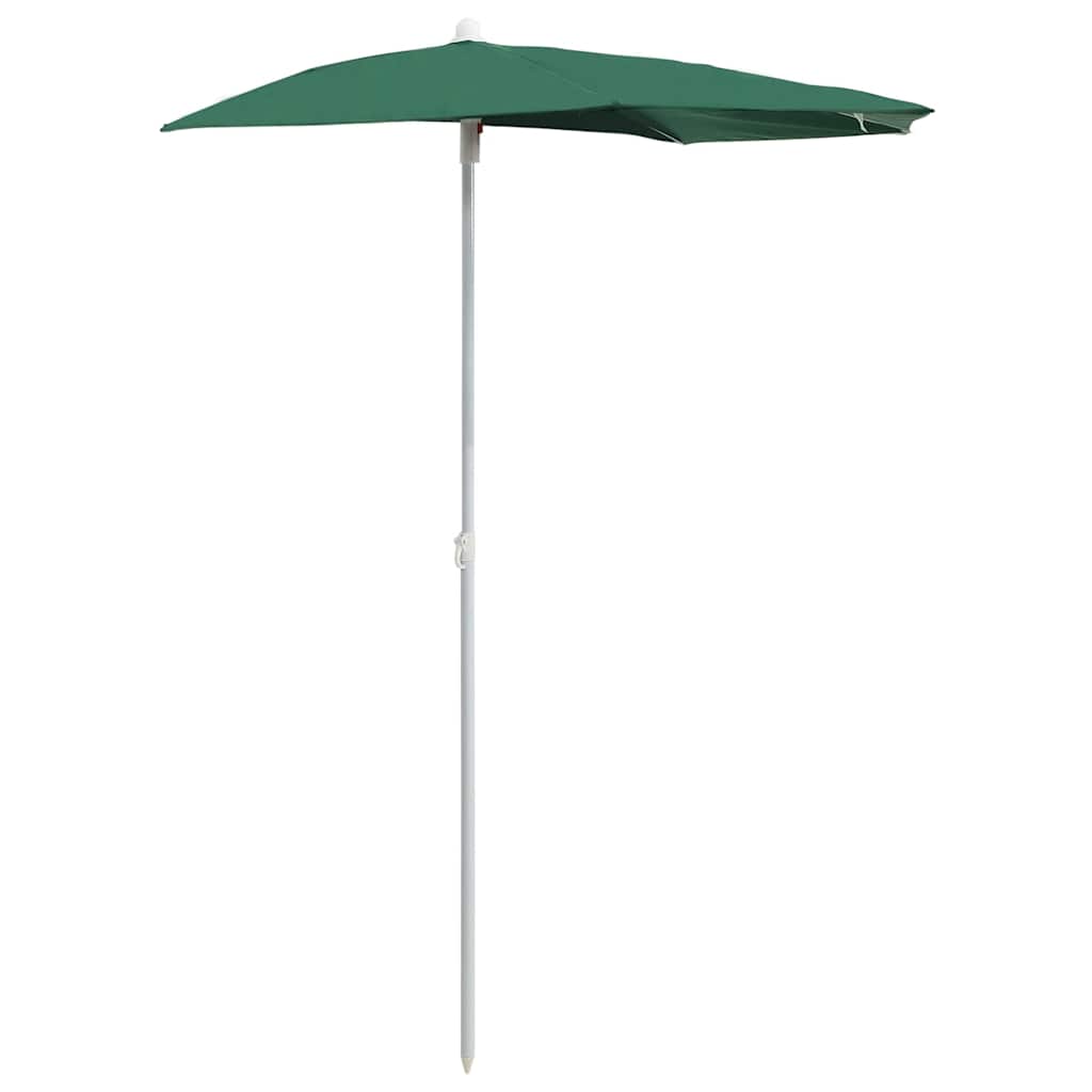 Vidaxl parasol moitié avec le poteau 180x90 cm vert