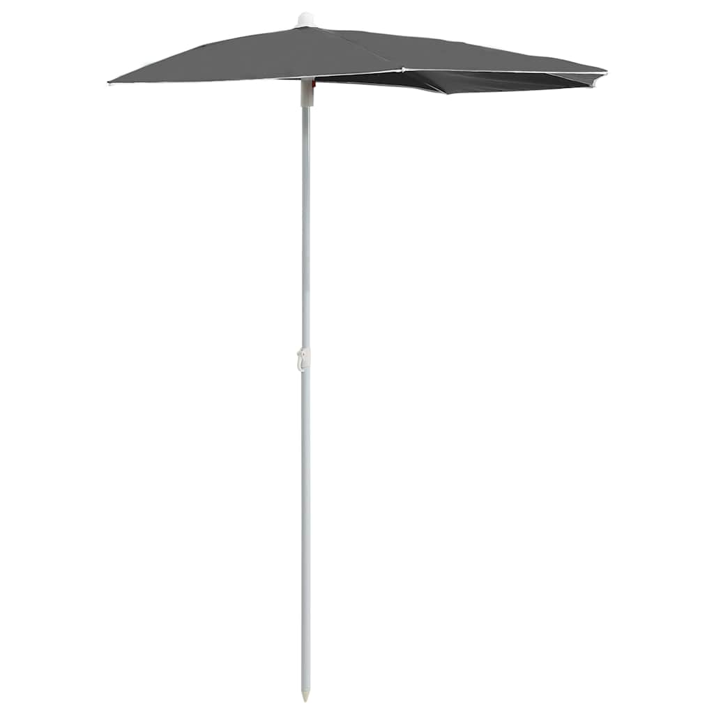 Vidaxl demi-parasol avec mât 180x90 cm anthracite