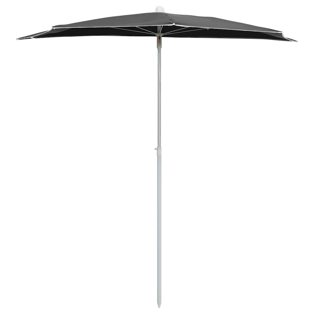 Vidaxl demi-parasol avec mât 180x90 cm anthracite