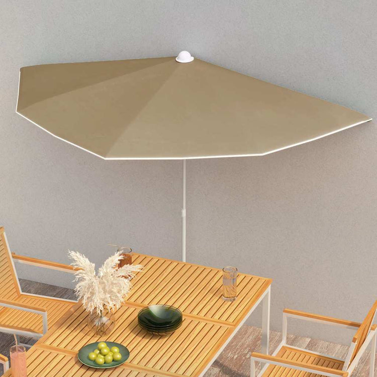 Vidaxx demi parasol avec mât 180x90 cm taupe