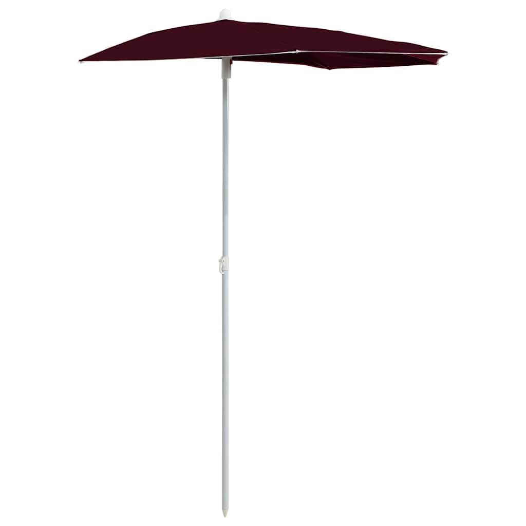 Vidaxl parasol moitié avec poteau 180x90 cm Bordeaux rouge