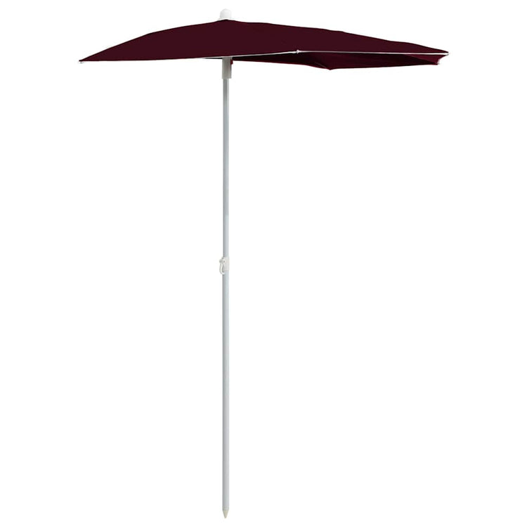 Vidaxl parasol moitié avec poteau 180x90 cm Bordeaux rouge