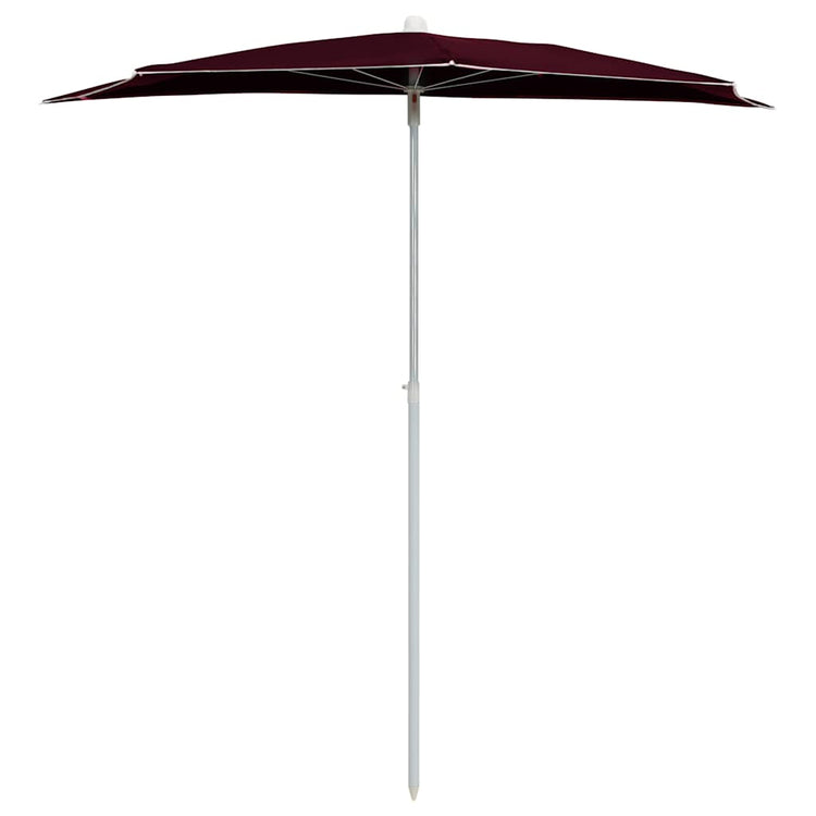 Vidaxl parasol moitié avec poteau 180x90 cm Bordeaux rouge