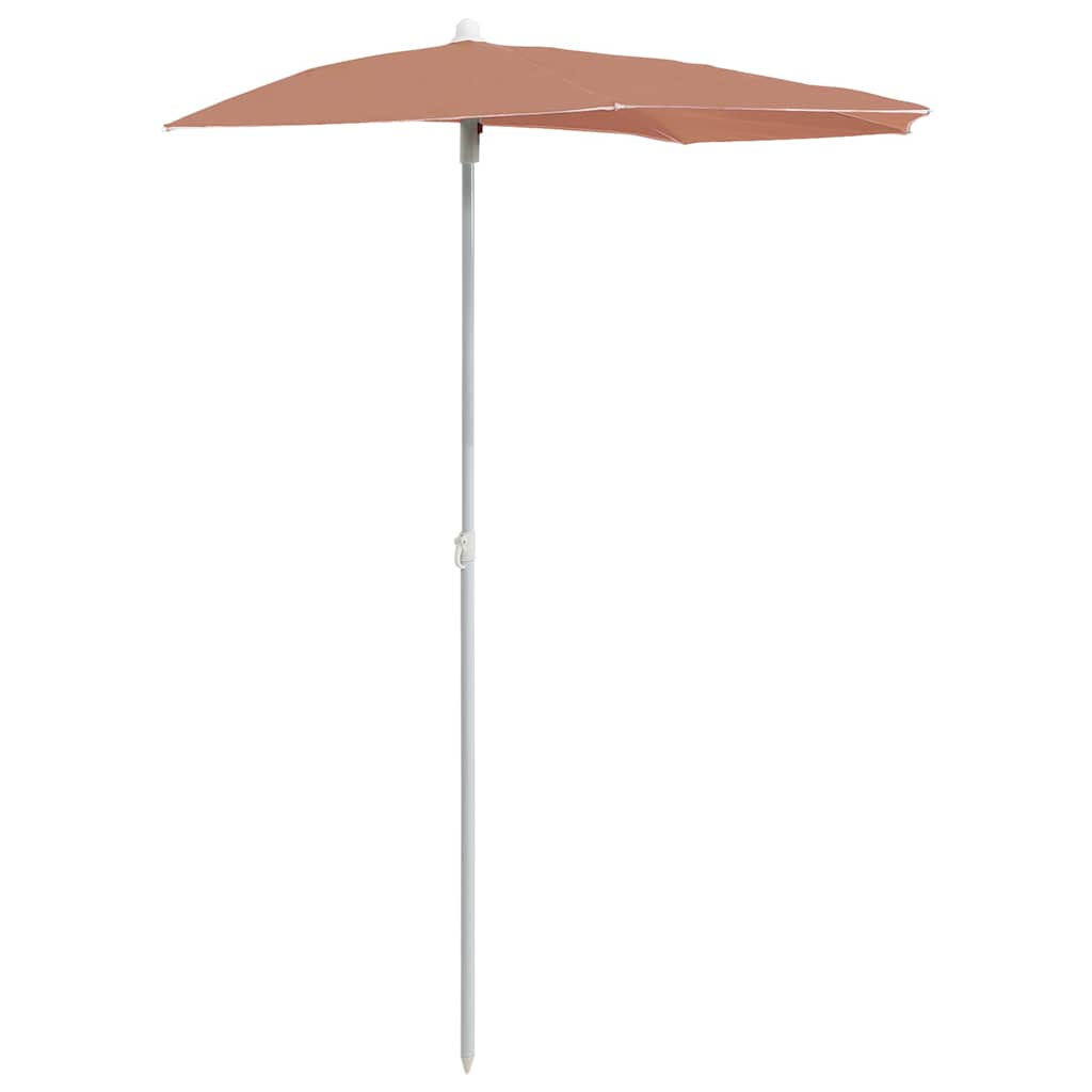 Vidaxl parasol moitié avec une pole 180x90 cm en terre cuite -colored