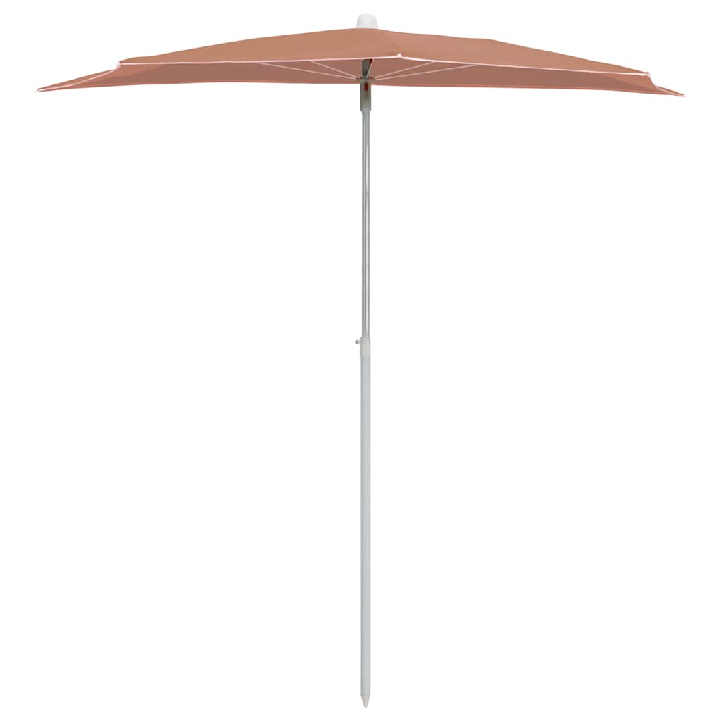 Vidaxl parasol moitié avec une pole 180x90 cm en terre cuite -colored