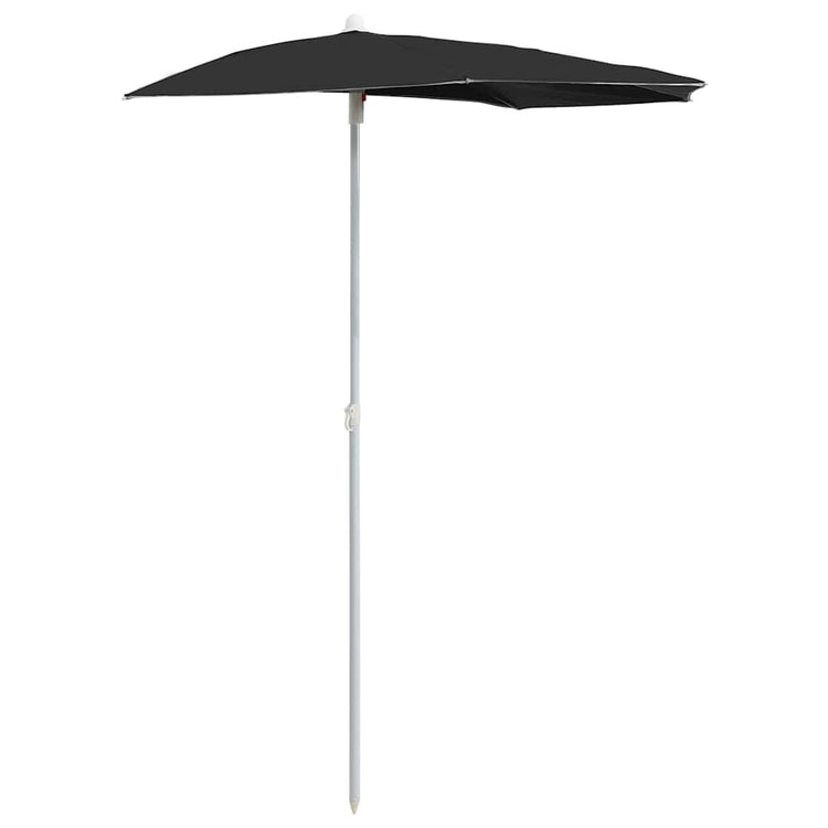 Vidaxx demi-parasol avec mât 180x90 cm noir