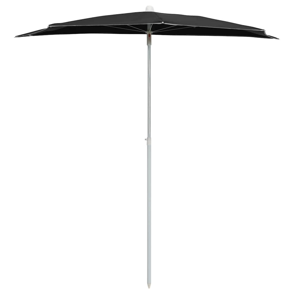 Vidaxx demi-parasol avec mât 180x90 cm noir