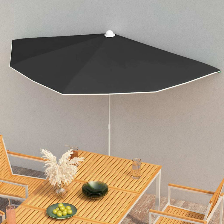 Vidaxx demi-parasol avec mât 180x90 cm noir