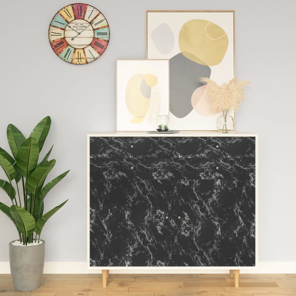 Vidaxl Meuble Huile auto-adhésive 500x90 cm PVC Black