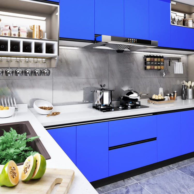 Vidaxl meuble huile auto-adhésive 500x90 cm en PVC haut brillant bleu