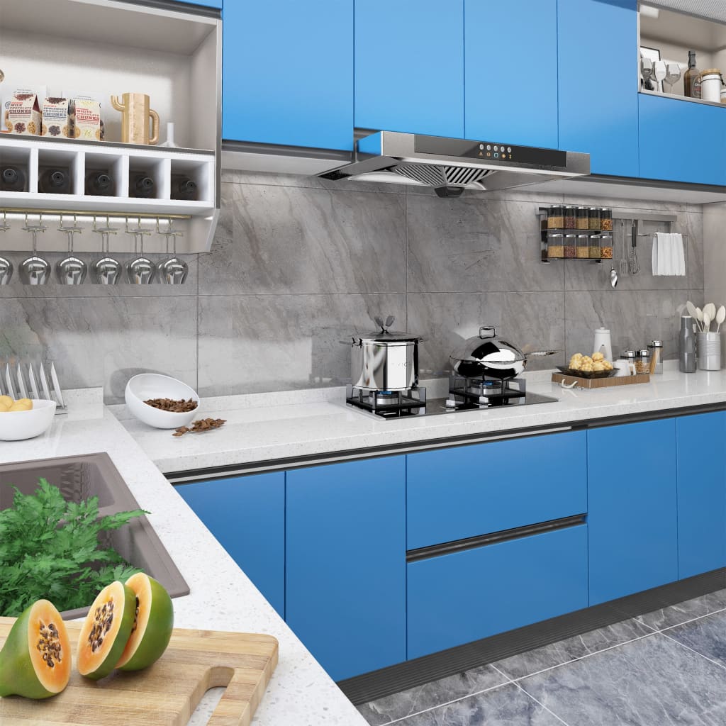 Vidaxl Meubles Huiles auto-adhésives 2 ST 500x90 cm PVC Azure Bleu