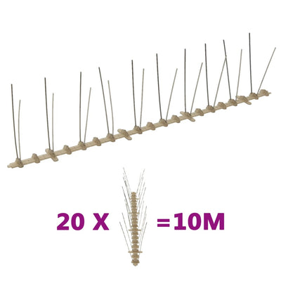 Vidaxl épingles oiseaux et pigeons à 2 rangées 20 pcs 10 m plastique