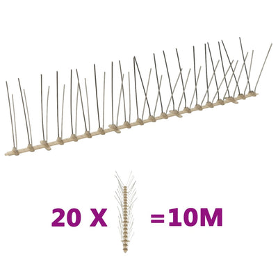 Vidaxl épingles oiseaux et pigeons à 4 rangées 20 pcs 10 m plastique