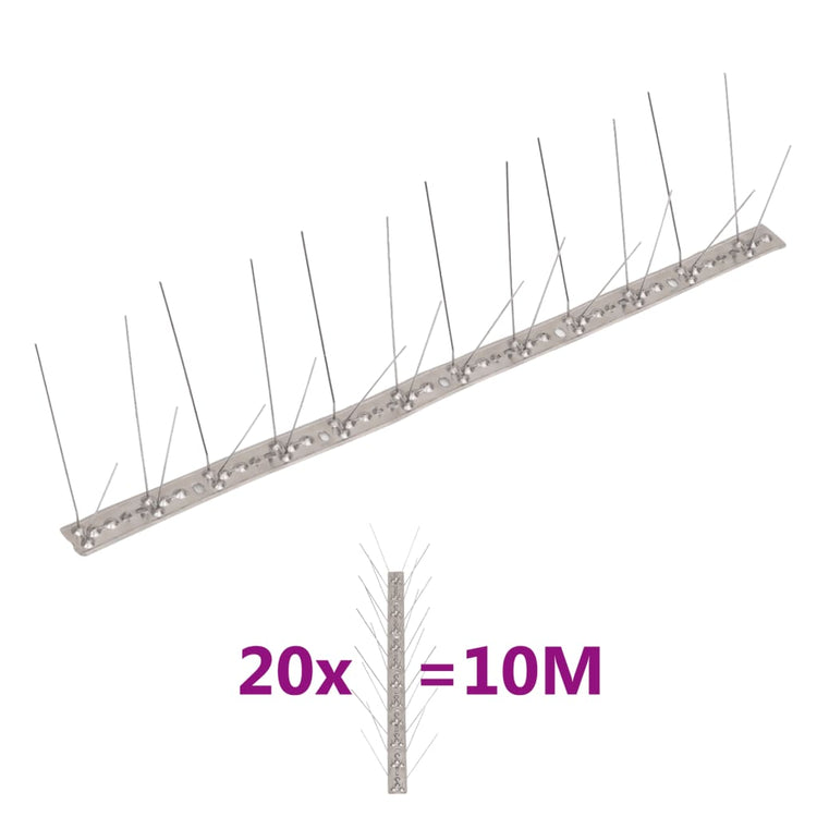 Épingles de pigeon Vidaxl Vogelen avec 4 rangées 20 st 10 m en acier inoxydable