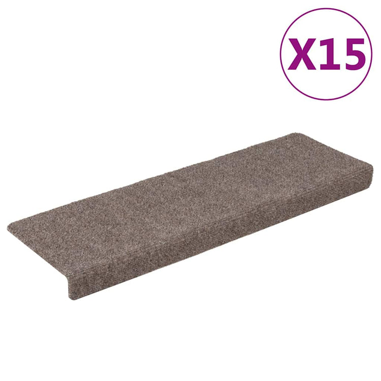 Vidaxl Stair Mats 15 st 65x21x4 cm à l'aiguille crème -colored