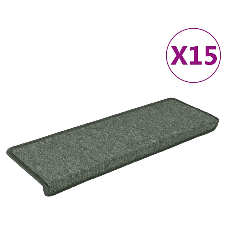 Mattes d'escalier Vidaxl 15 st 65x21x4 cm vert