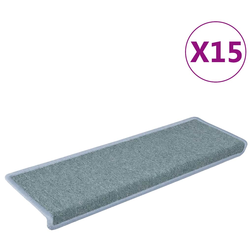 Vidaxl Mats d'escalier 15 st 65x21x4 cm bleu