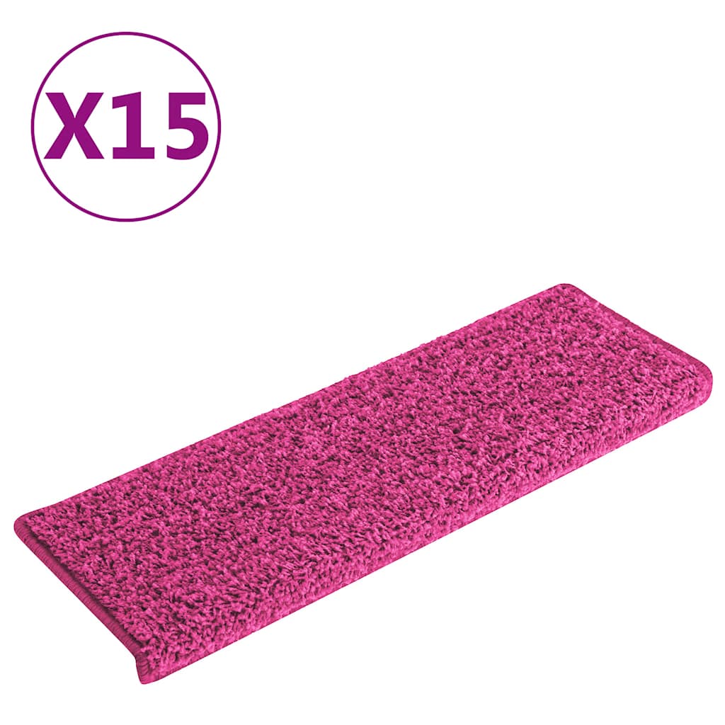 Mattes d'escalier Vidaxl 15 st 65x21x4 cm rose