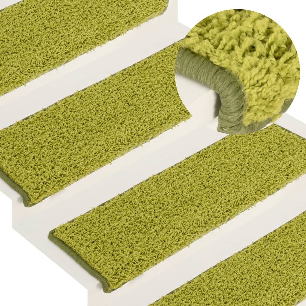 Mattes d'escalier Vidaxl 15 st 65x21x4 cm vert