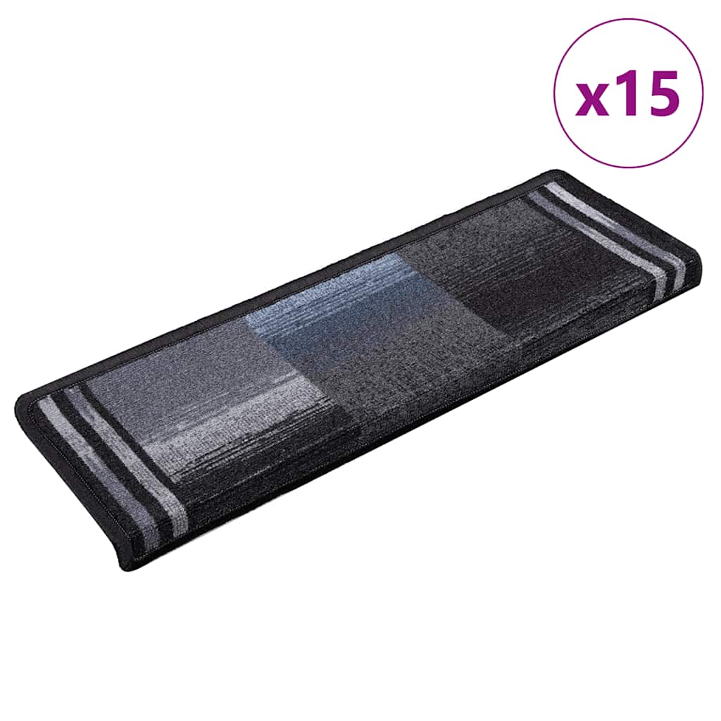 Vidaxl Mat à escalier auto-adhésif 15 ST 65x21x4 cm noir et gris